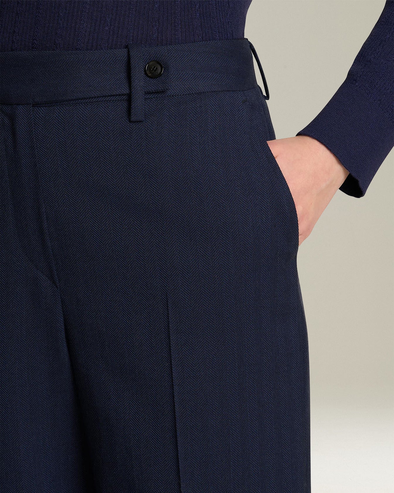 Kiton Herringbone Wool Hose Wollhose Größe 42 Fischgrät