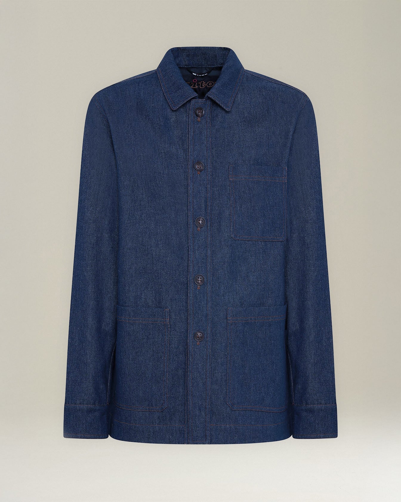 Kiton Outerwear Denim Blouson Mineral Wash Blau