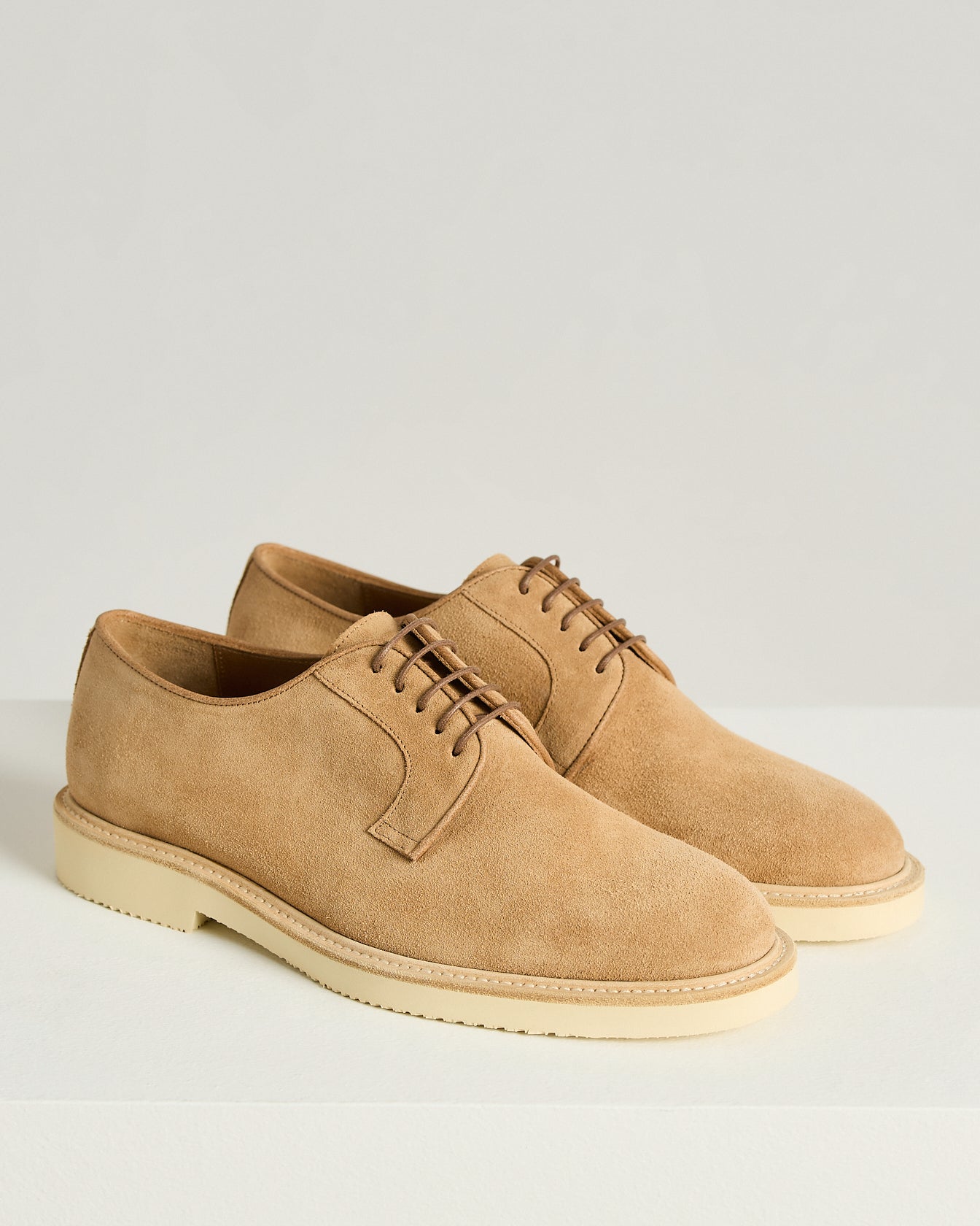Kiton Shoes Derby Halbschuh Caramel Kalbsleder Velours