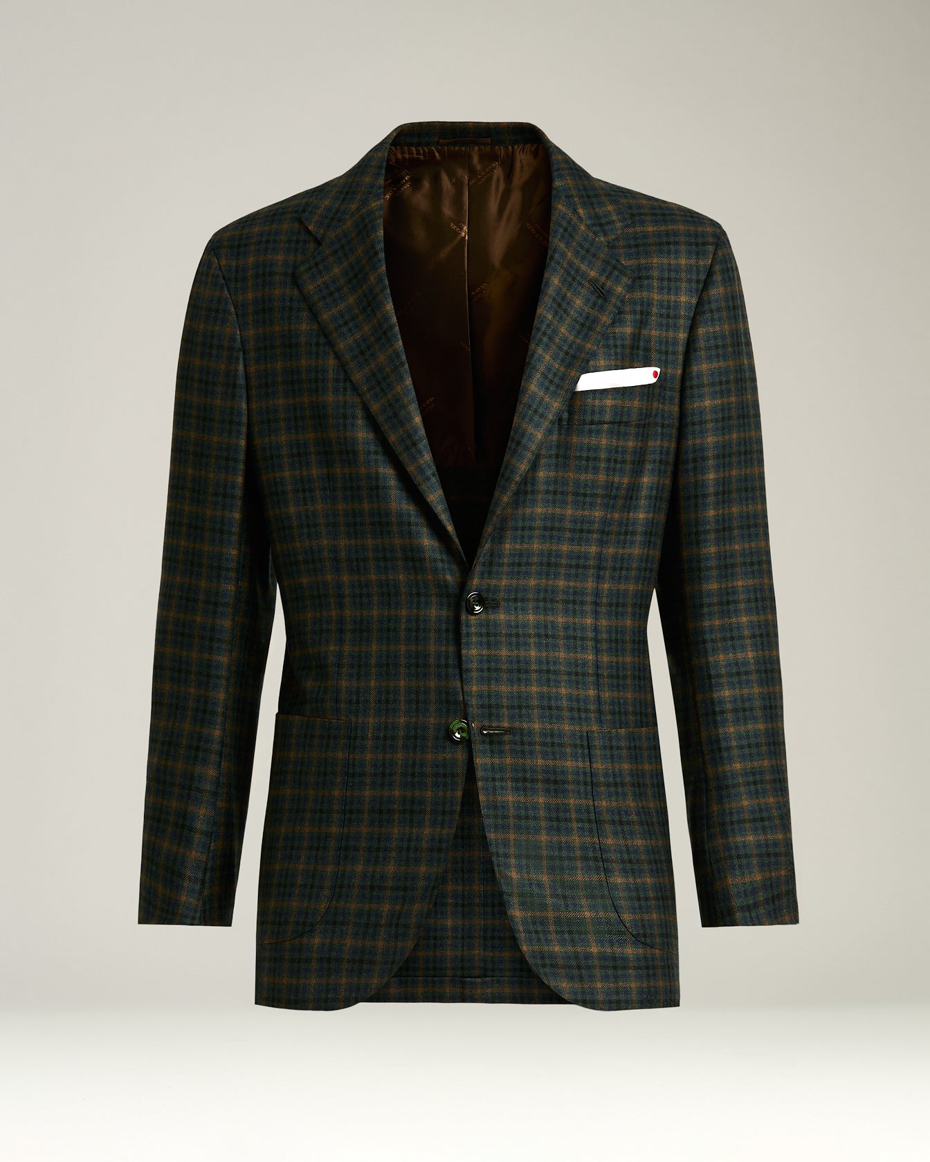 Kiton Blazer Grün Cashmere Kariert Gr. 50