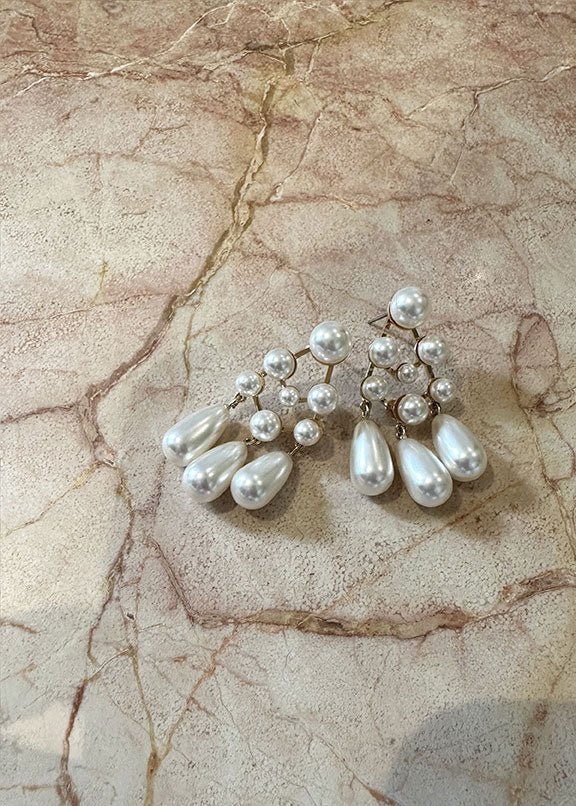 Elizabeth Bower Pearlette Bauble Perlen Ohrhänger Rhodium