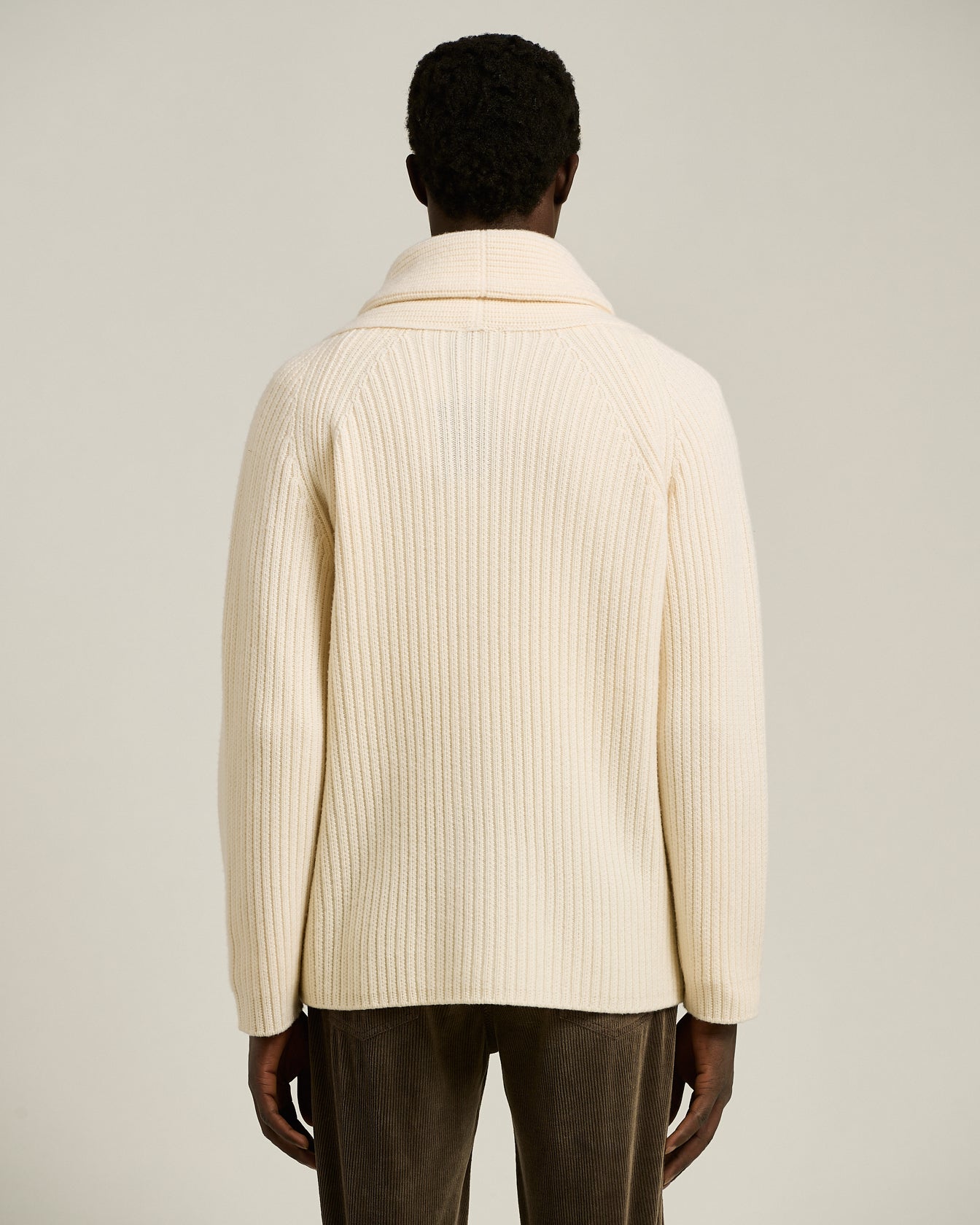 Kiton Knitwear Schalkragen Cardigan Wolle Kaschmir Weiß