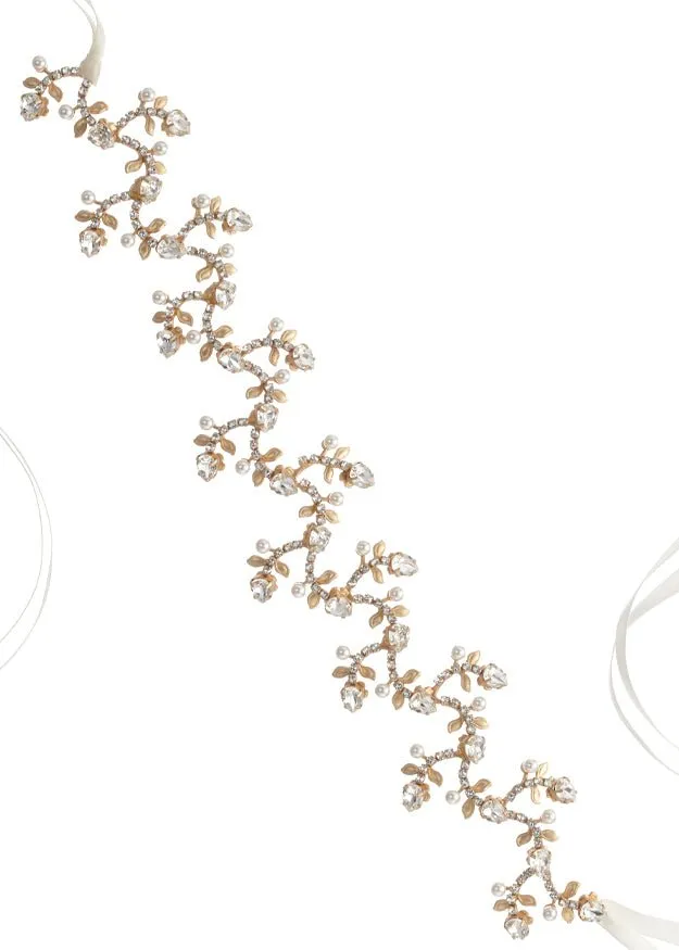 Elizabeth Bower Budding Floral Haarband Mattgold Blumen