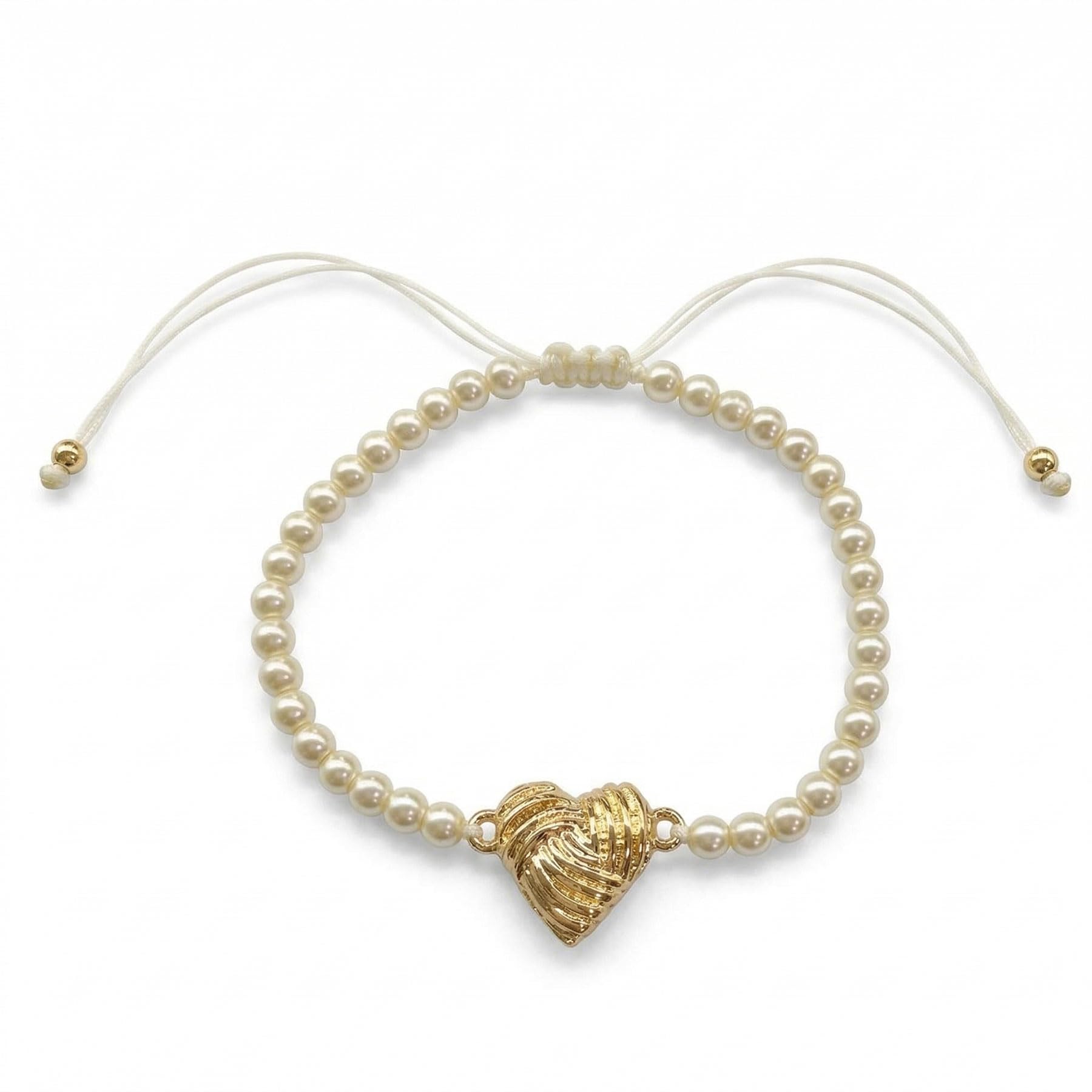 Alpenflüstern DAHEIM DAB096 Perlenarmband Knoten-Herz creme-weiß