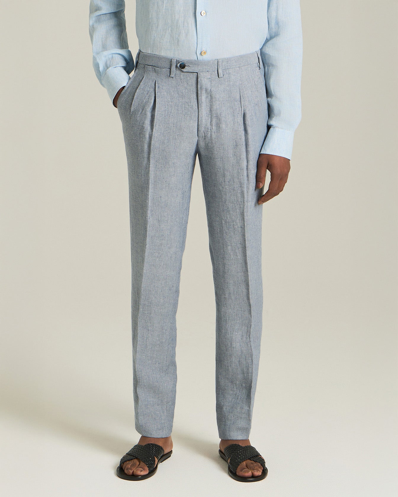 Kiton Timeless Leinen Hose Anzughose Hell Gr. 50