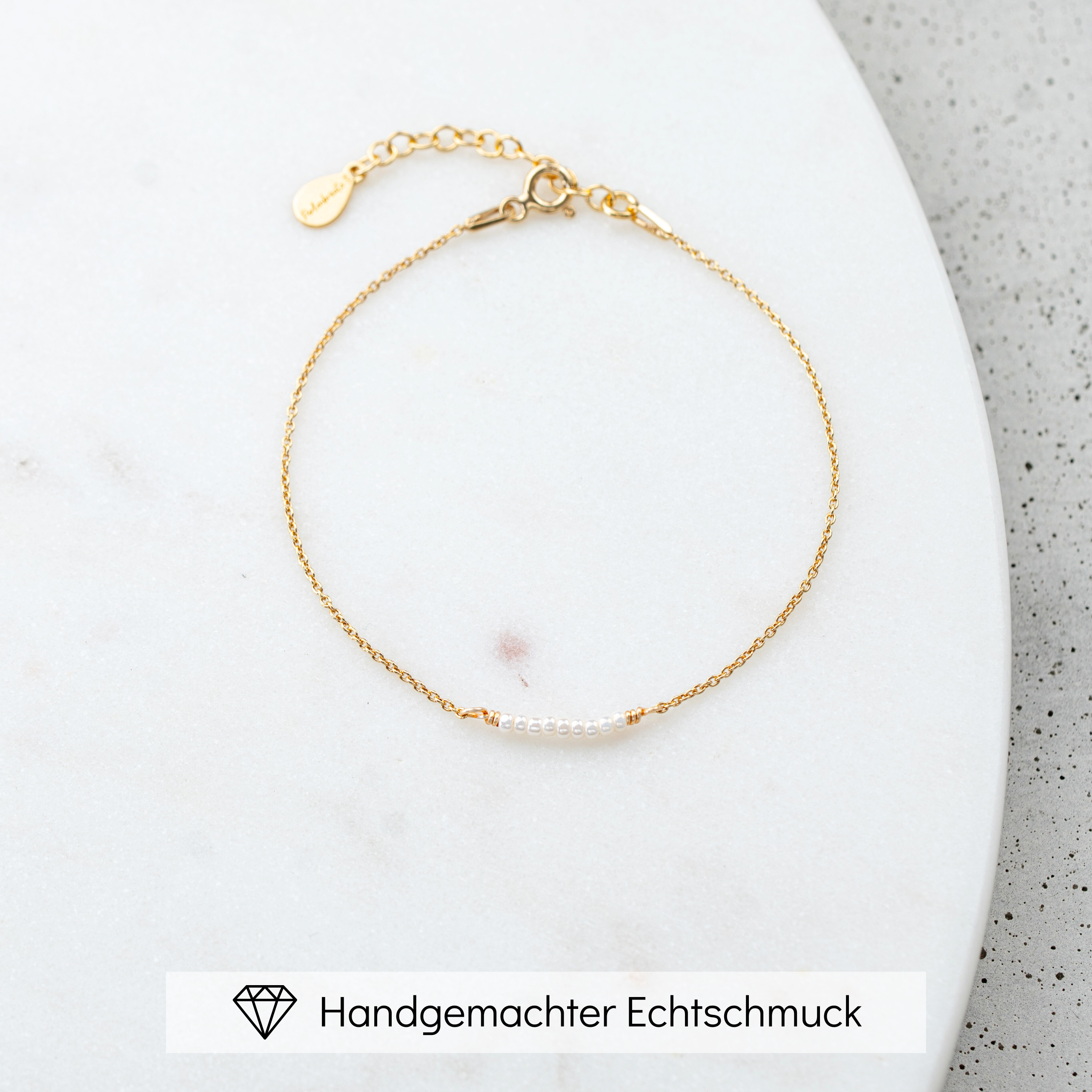 Perlenbräute Belina Armband kleine Perlen Gold 17-20cm
