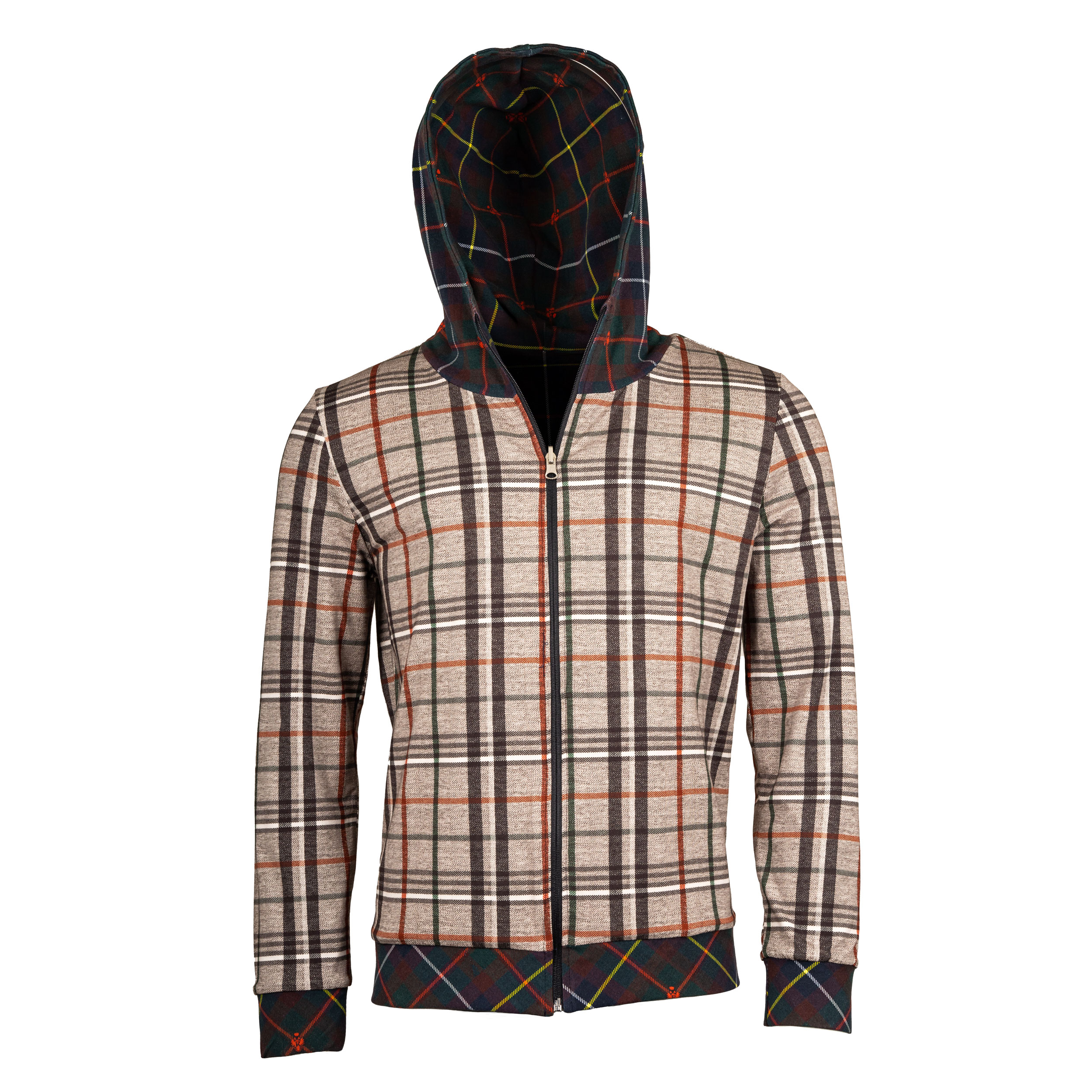 Rettl MEN Zip-Hoodie Wende-Kapuzenjacke Karo