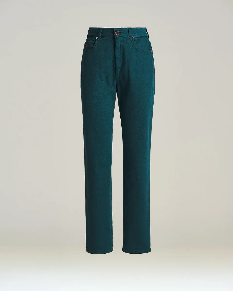 Kiton Jeans Stretch Petrolgrün 5-Pocket Größe 40