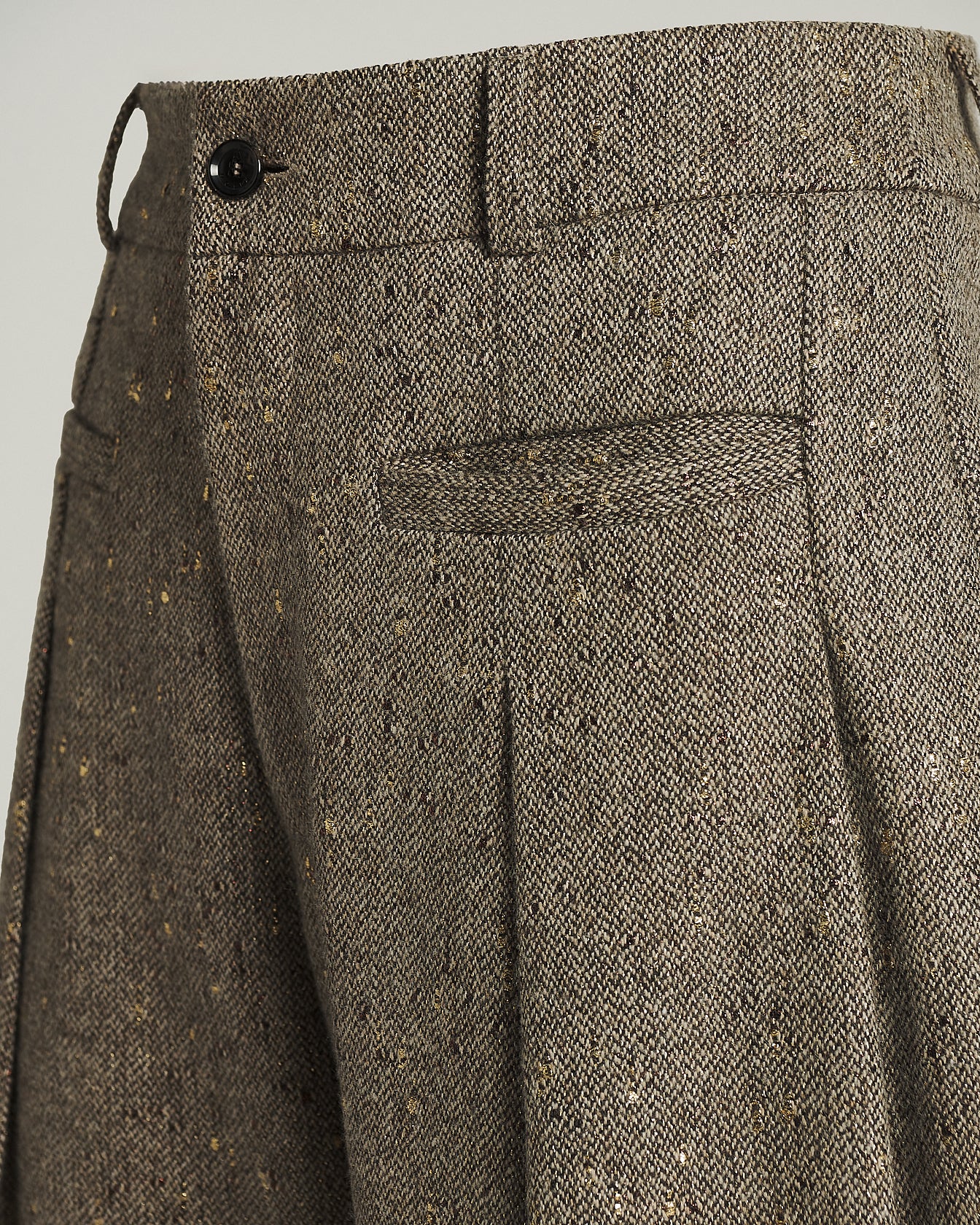 Kiton Brown Wool Bouclé High-Waist Hose Braun Gr.40