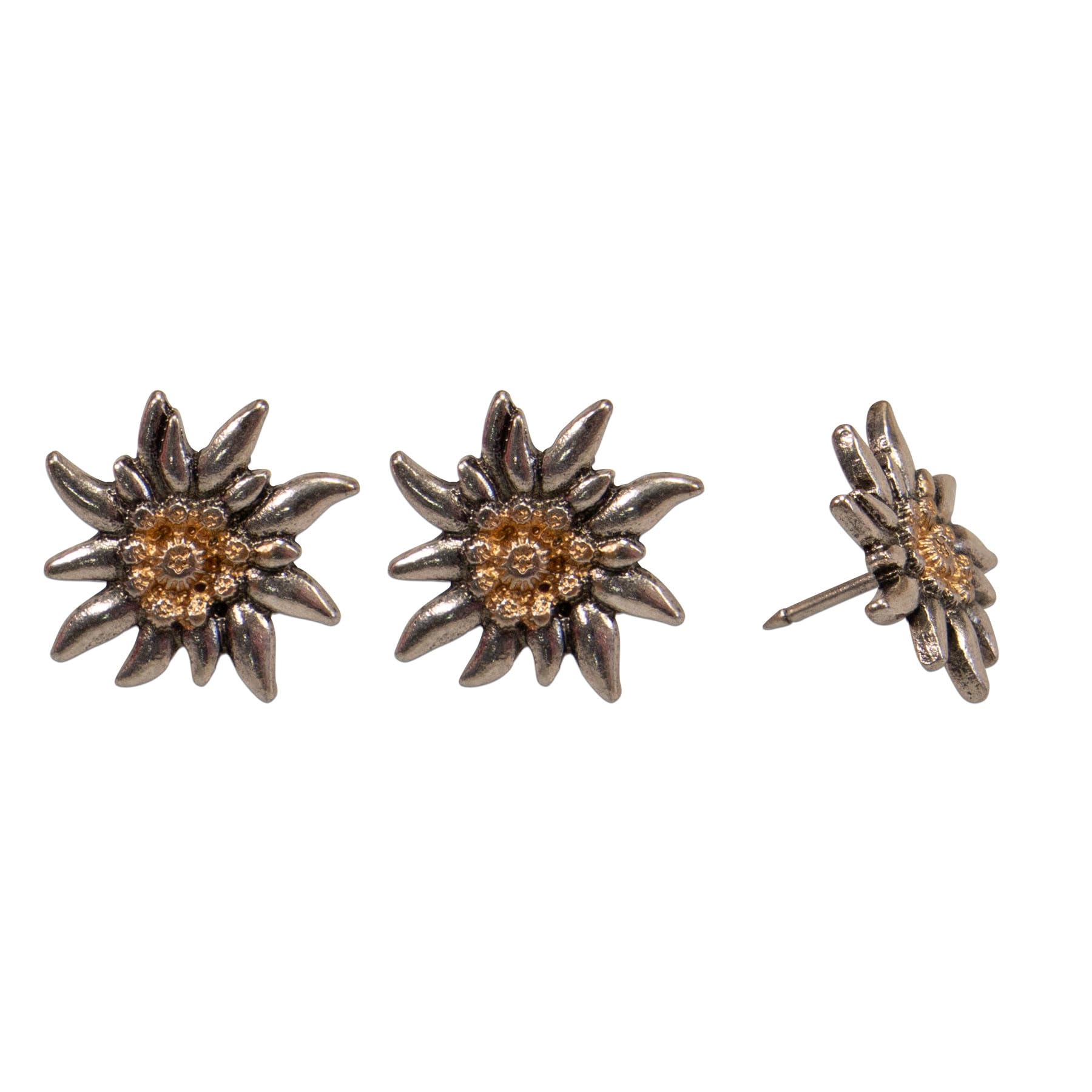 Alpenflüstern Daheim API127 Ansteck-Pins Edelweiß 3er-Set bicolor