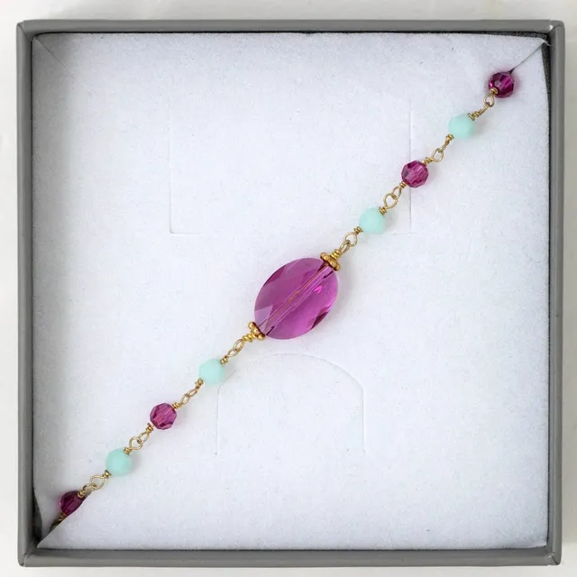 Juvelan Armband Fuchsia Mint Kristalle Gold 16 cm Sample