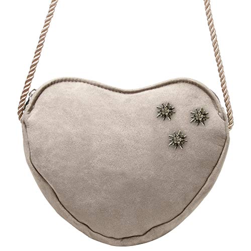 Alpenflüstern DAHEIM DTA080 Herztasche taupe-grau 3 Edelweiß