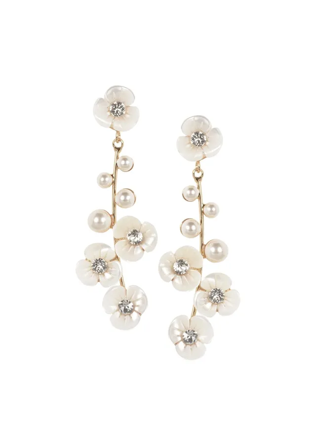 Elizabeth Bower Loretta Gold Braut Ohrringe Blumen Tropfen Stecker