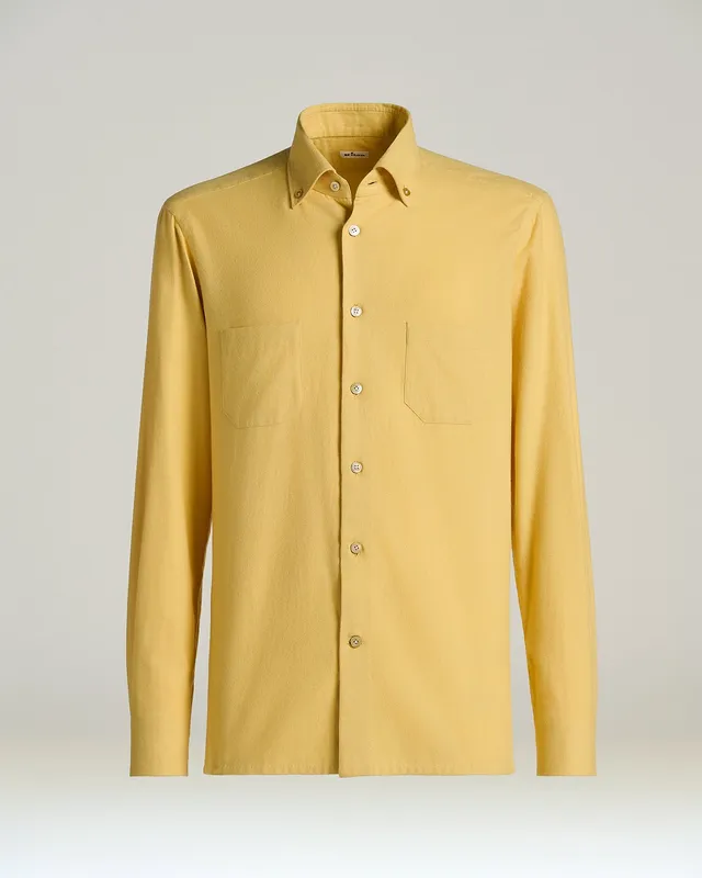 Kiton Shirts Ciro Hemd Gelb Baumwolle Patchtaschen