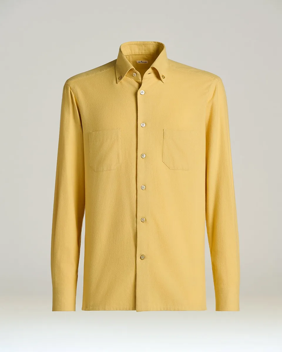 Kiton Shirts Ciro Hemd Gelb Baumwolle Patchtaschen