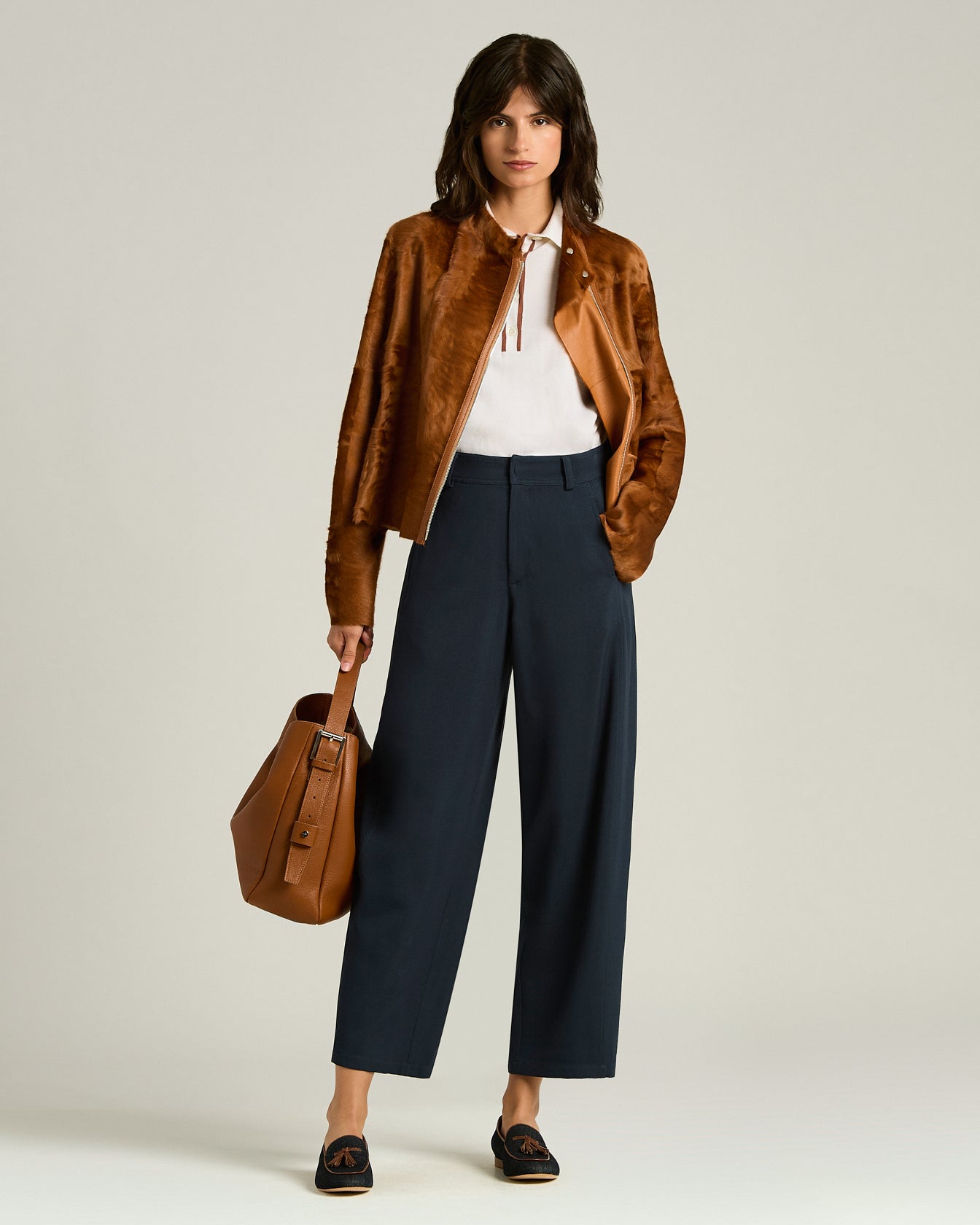 Kiton Wollhose Seide Blau Damen Weit Schneider
