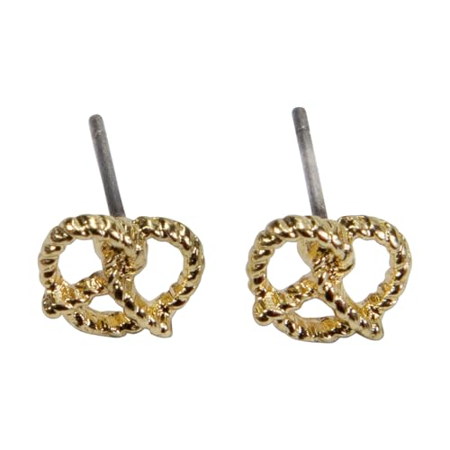 Alpenflüstern DAHEIM Breze Ohrstecker mini Brezel gold DOR064