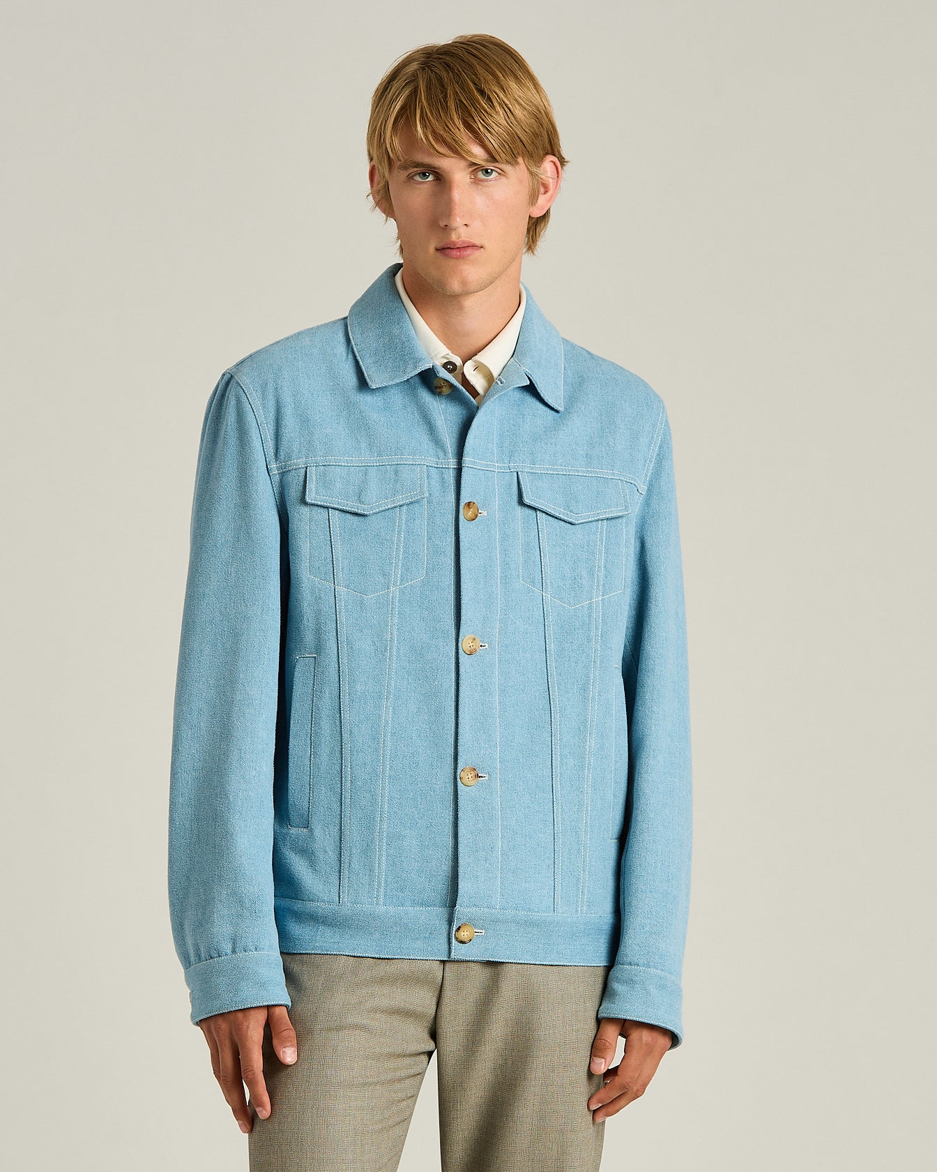 Kiton Azure Cotton Jacket Baumwolljacke Lammleder Cupro