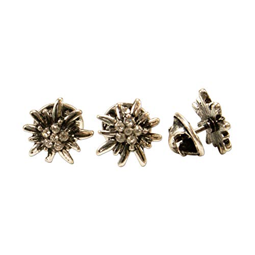 Alpenflüstern DAHEIM Pins Edelweiss mini 3er-Set silber