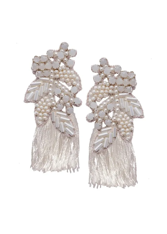 Elizabeth Bower Rosa Fringe Stud Stecker Braut Ohrringe Opal