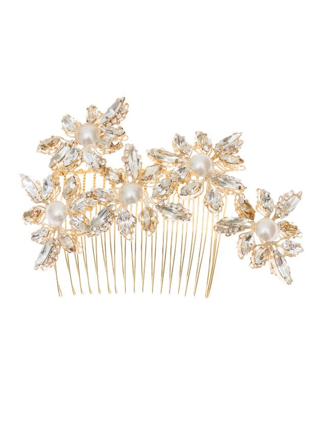 Elizabeth Bower Lily Crystal Haarkamm Rhodium Statement