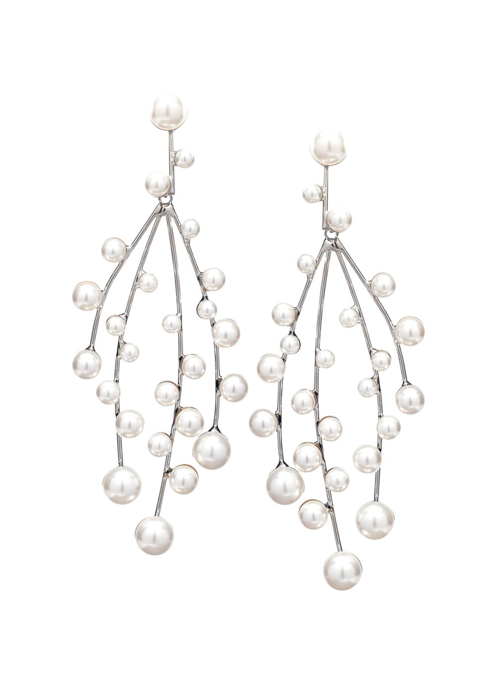 Elizabeth Bower Eden Pearl Cascade Ohrringe Rhodium