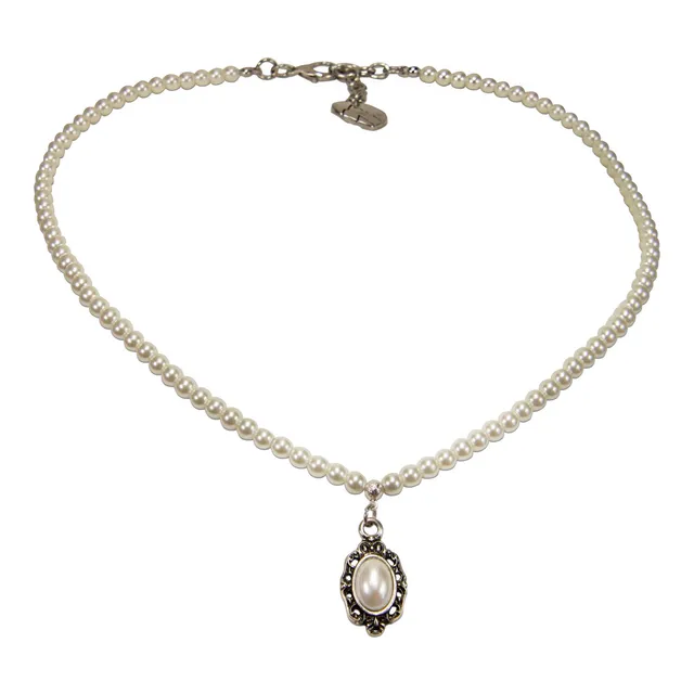 Alpenflüstern DAHEIM DHK343 Perlenkette Trachtenstein creme-weiß