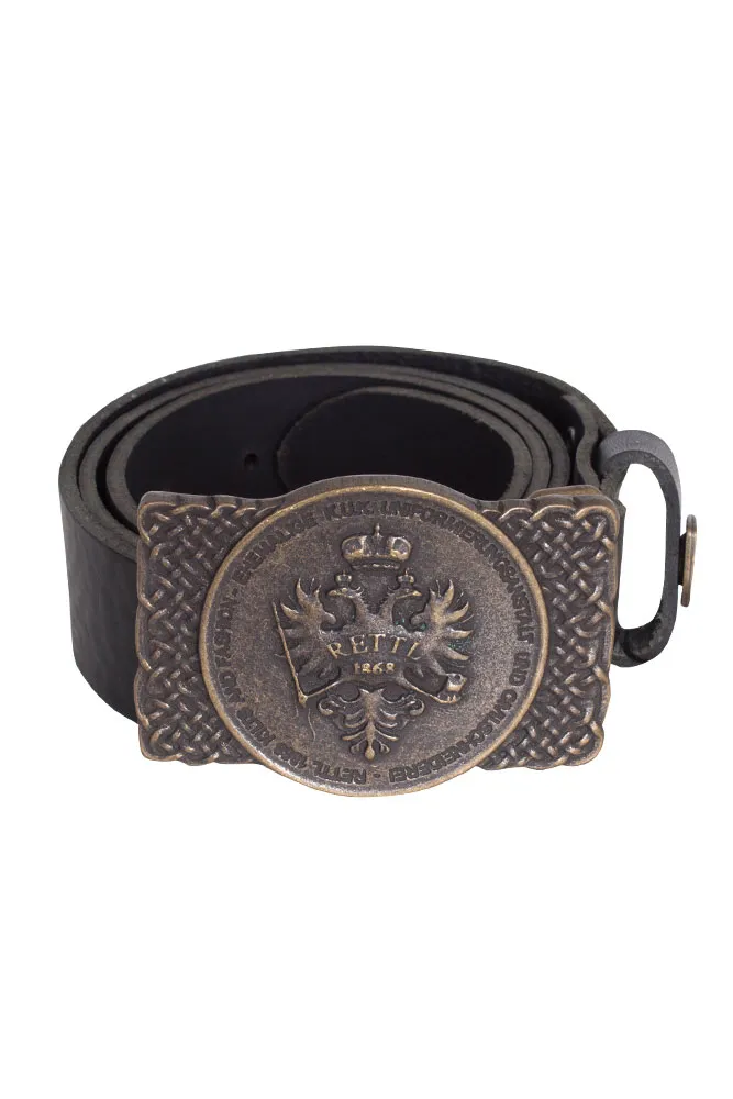 Rettl Wattle-Badge Gürtel Leder schwarz