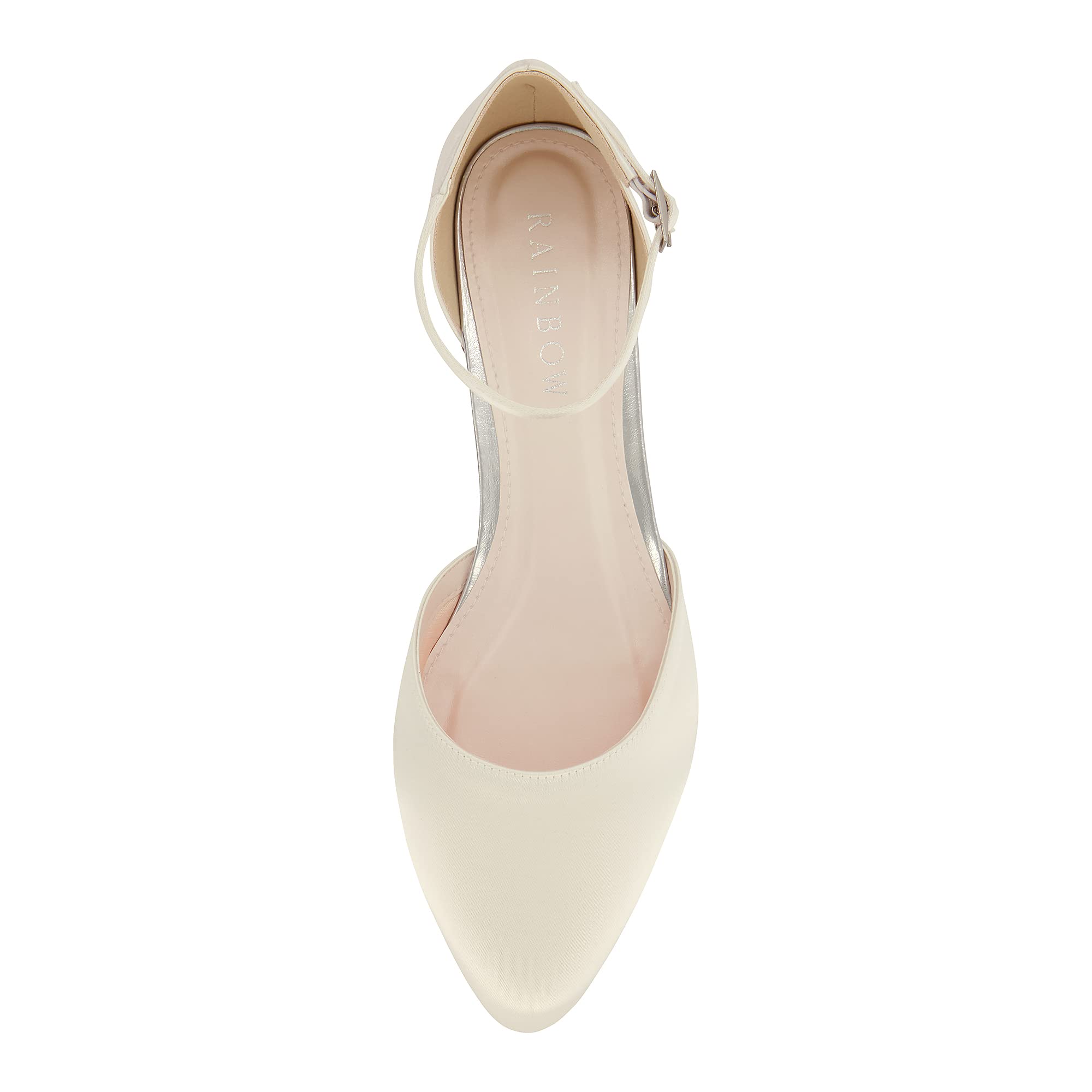 Rainbow Club Khloe Ivory Satin Brautschuhe flach Gr. 41