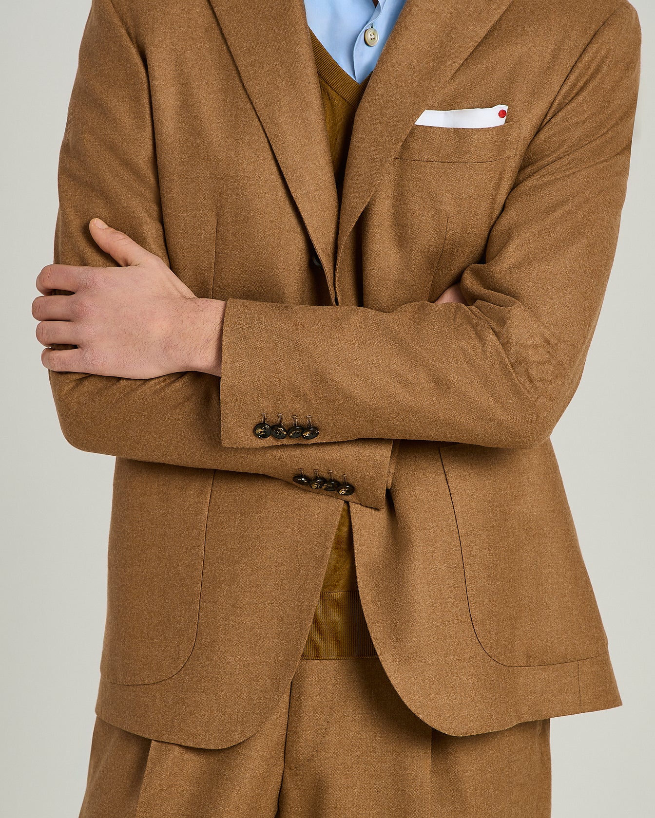 Kiton Beige Wool Cashmere Anzug Einreihig Wolle Gr 50