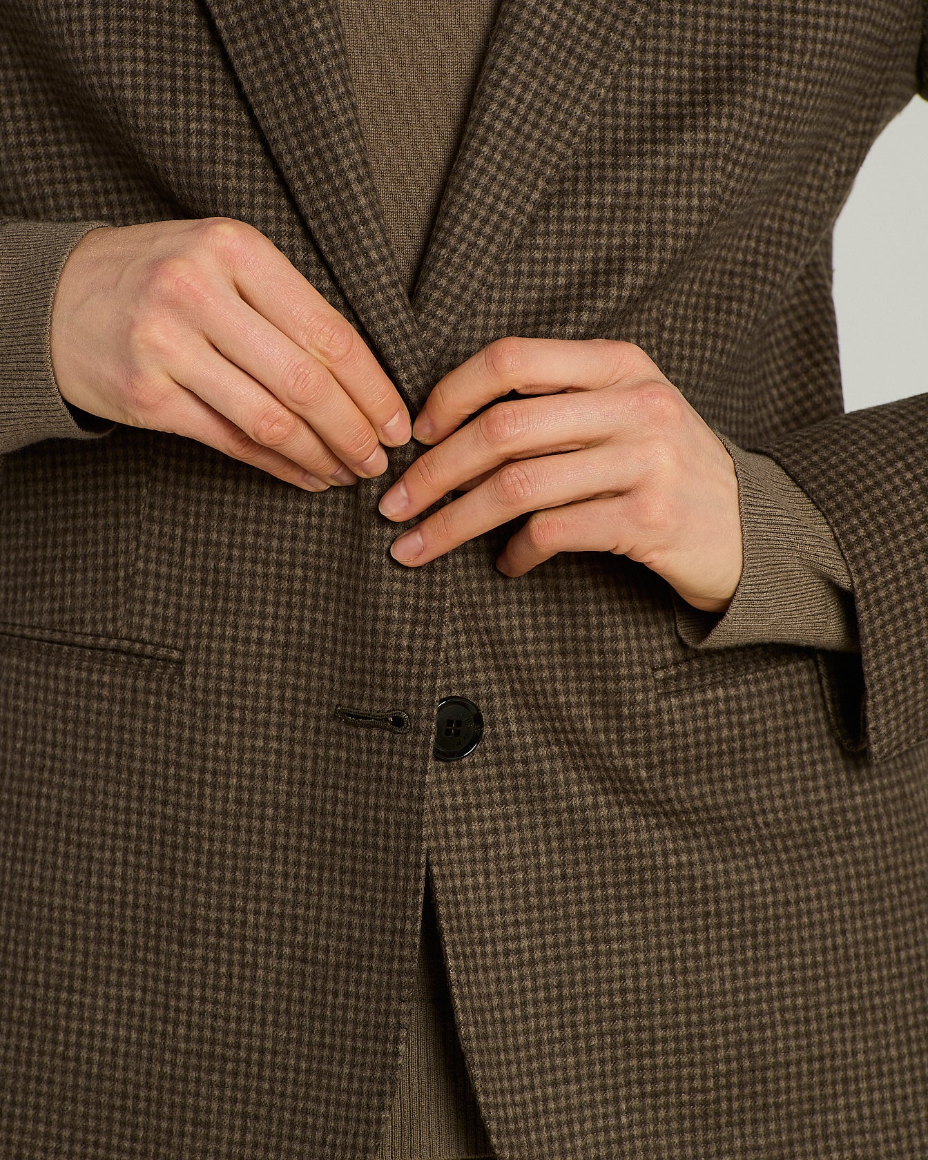 Kiton Blazer Hahnentritt Kaschmir Taupe 40