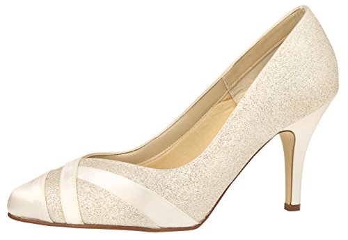 Rainbow Club Wide Fit Mila Pumps Ivory Glitzer extra weit