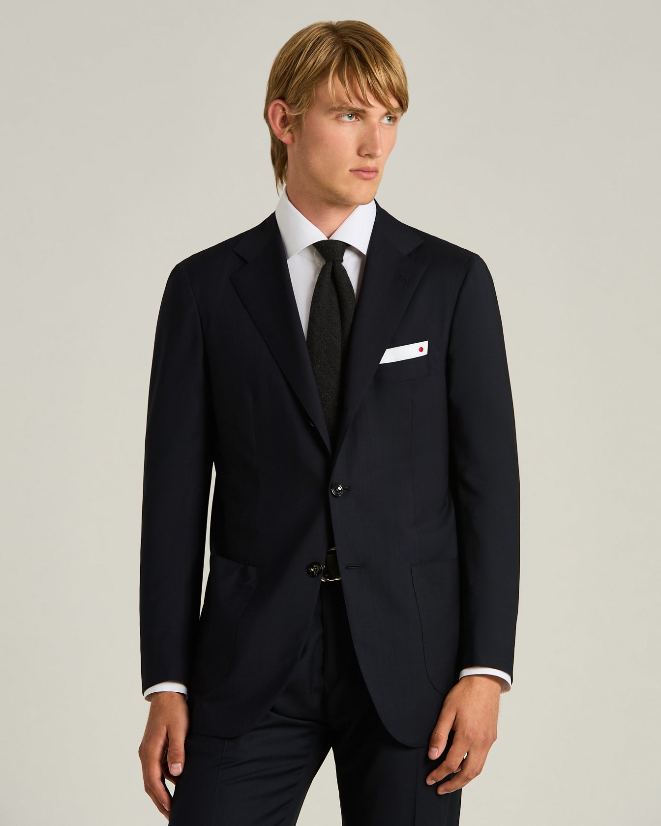 Kiton Woll Krawatte Anthrazit Handgestrickt 148 cm Herren