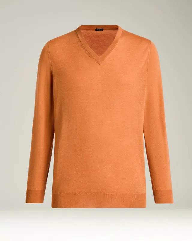 Kiton Knitwear Mango Orange Kaschmir Pullover L