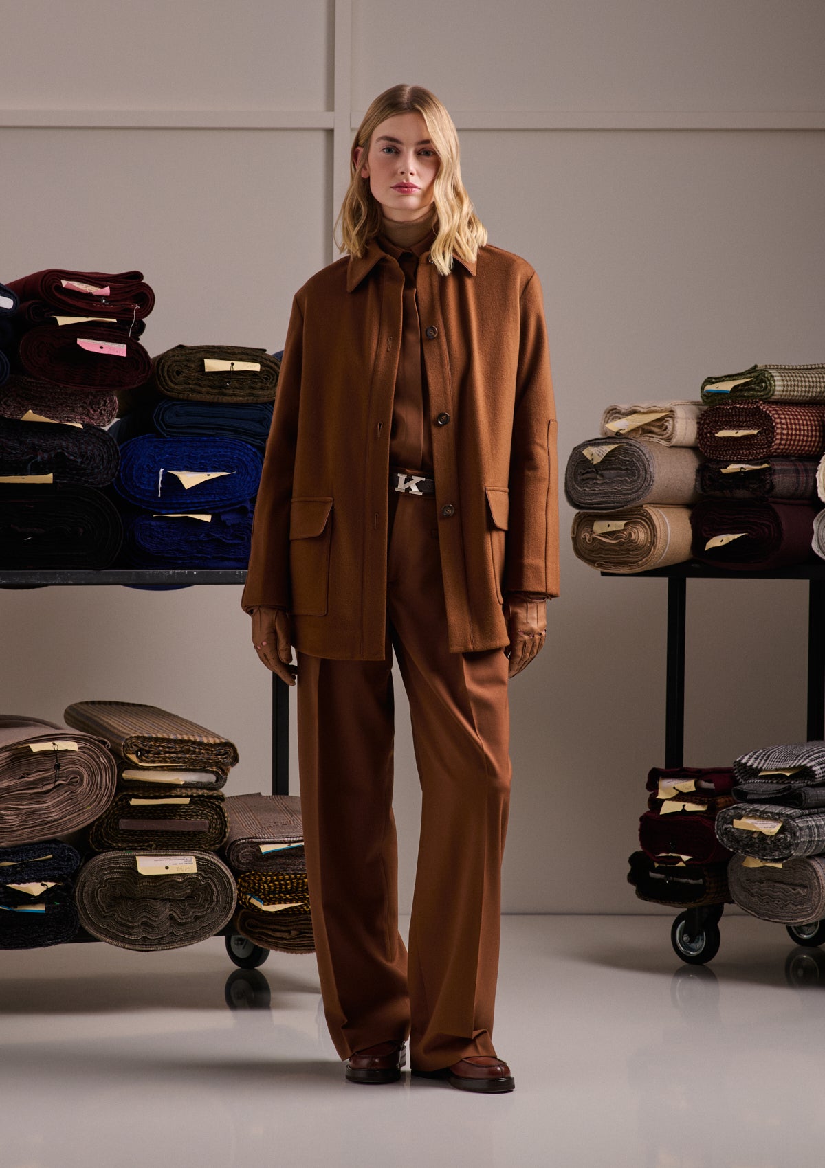 Kiton Shirts Warm Brown Bluse Wolle Braun