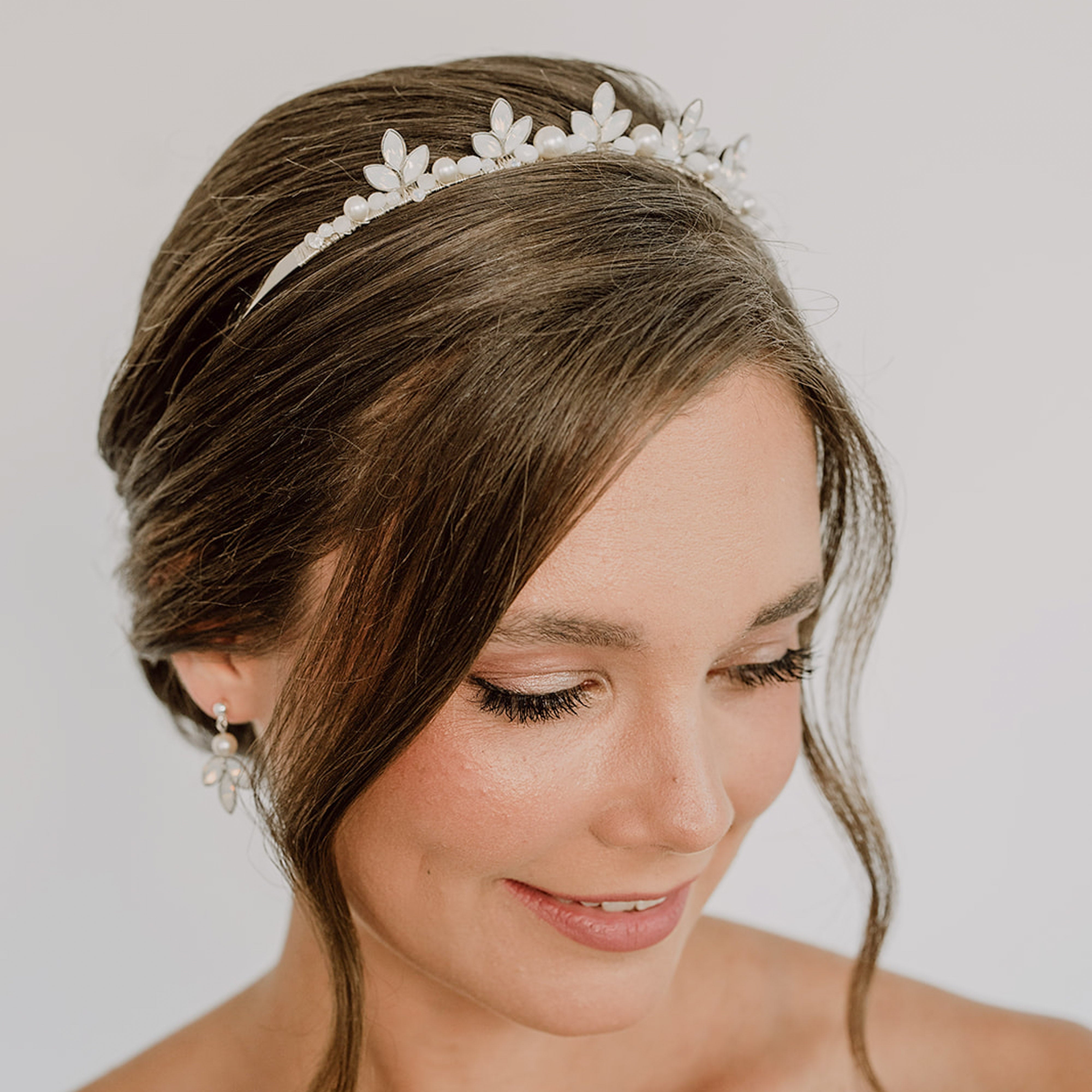 Perlenbräute Kate Haarreif Gold Diadem Perlen Kristalle