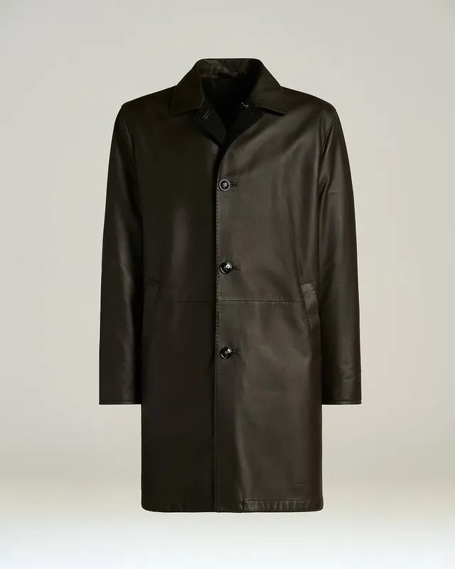 Kiton Outerwear Wendelmantel Lammleder Kaschmir Braun