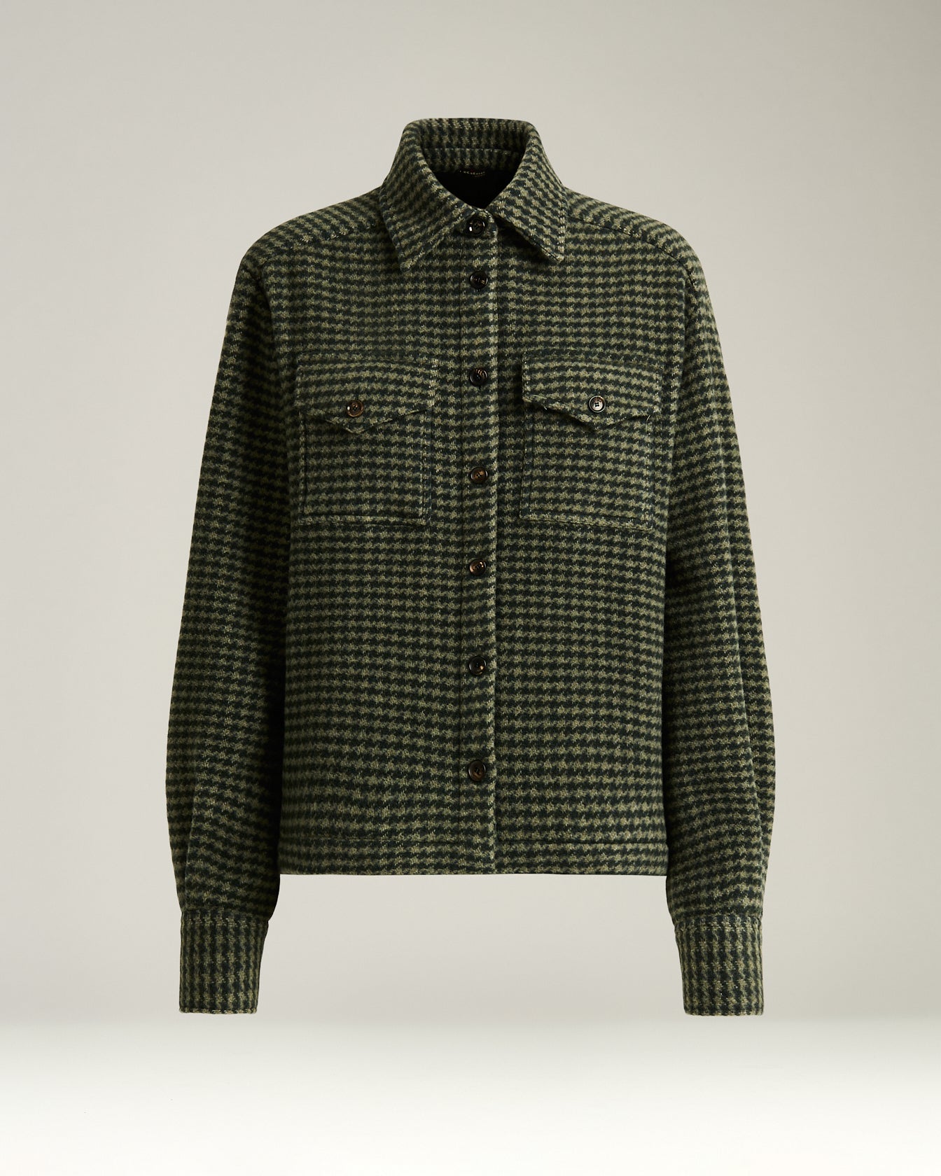 Kiton Shirts Overshirt Kaschmir grün Gr.40 Hahnentritt