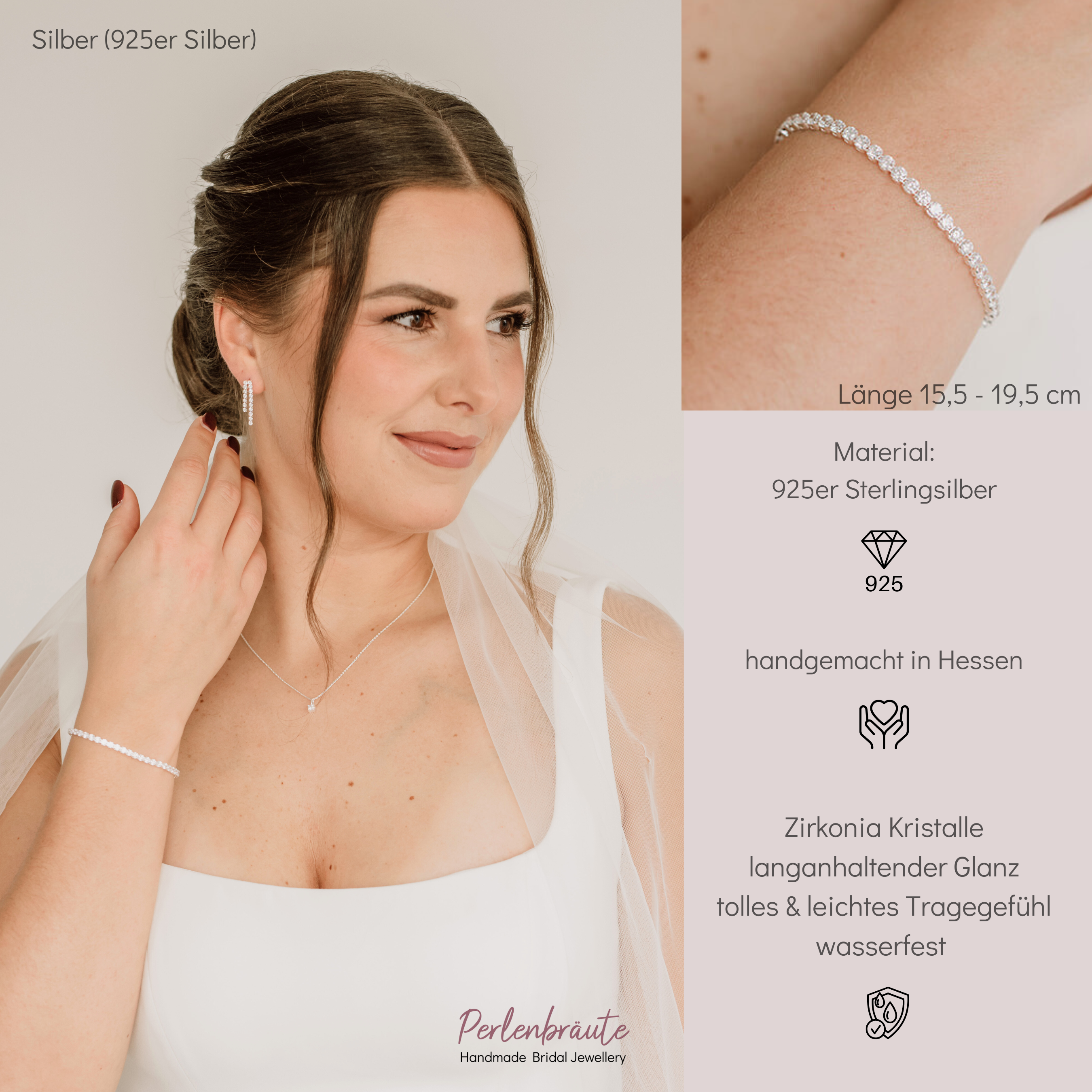 Perlenbräute Sanna Tennisarmband Gold 16-19cm mit Zirkonia