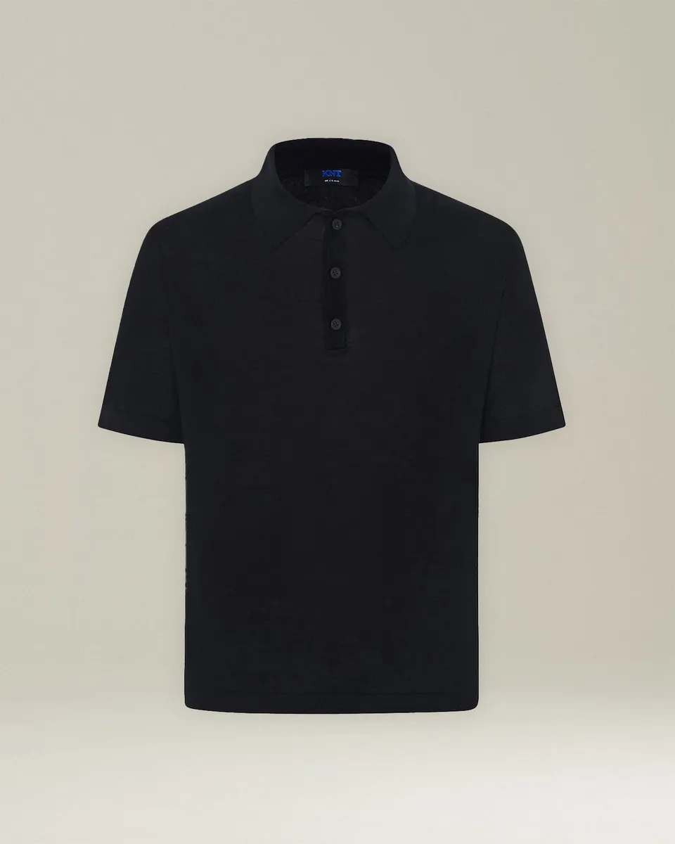 Kiton Polo Deluxe Wolle Seide Polo Strick hell