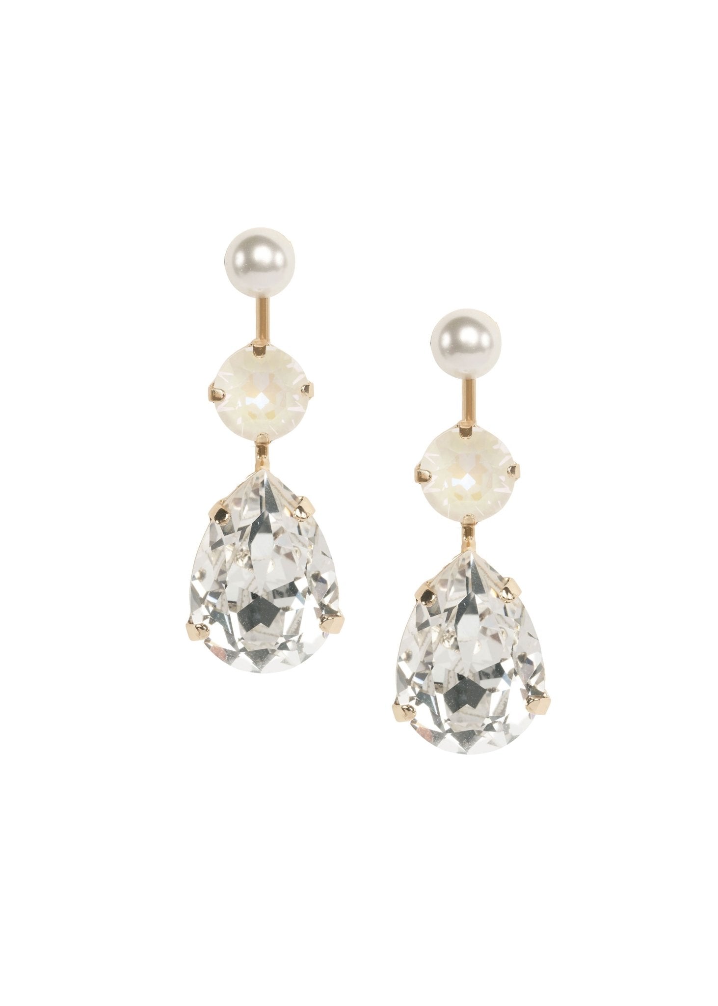 Elizabeth Bower Triplet Tropfenohrringe Gold Stecker Kristall