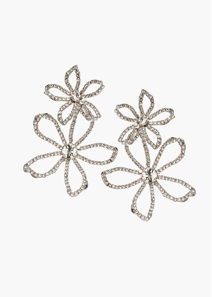Elizabeth Bower Pavet Dublet Statement Ohrringe Rhodium Kristall