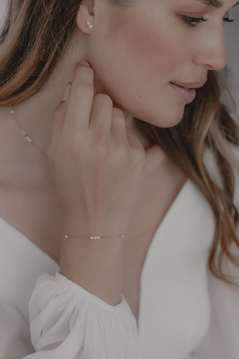 Juvelan Celine Perlenarmband Braut Süßwasserperlen Silber