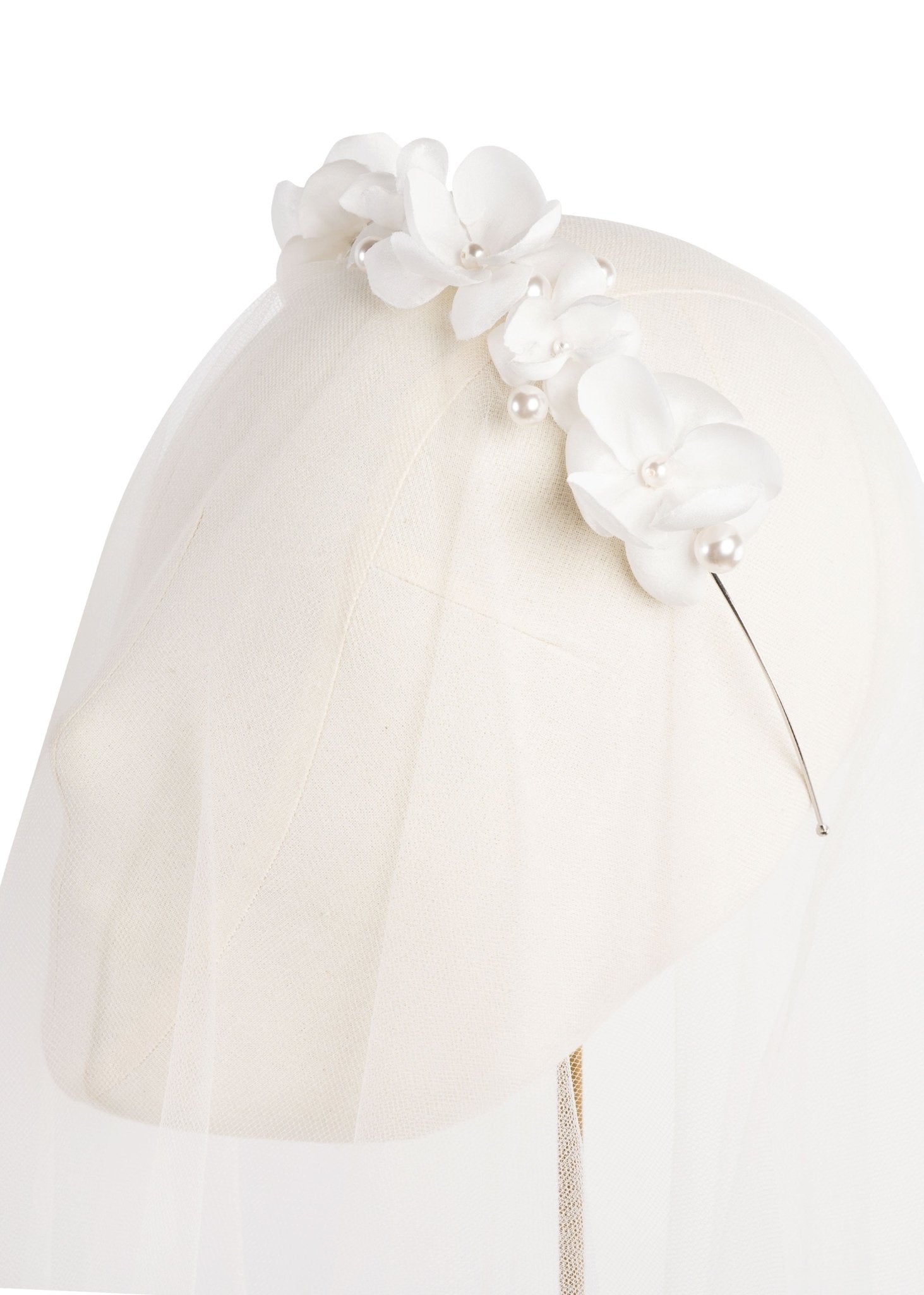 Elizabeth Bower Organna Floral Pearl Haarreif Rhodium Ivory