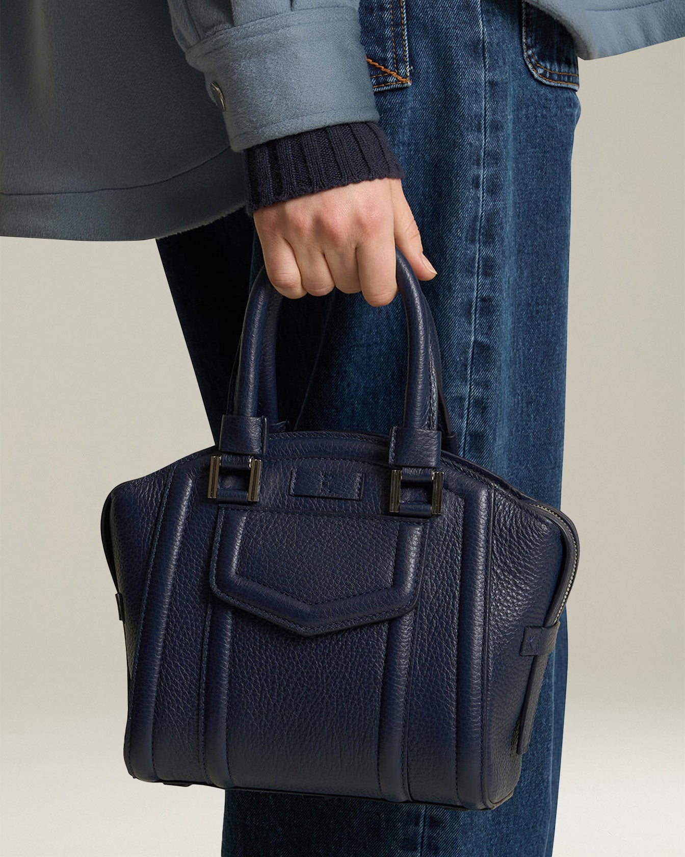 Kiton Mini Karla Tasche Leder Handtasche TU Trapez