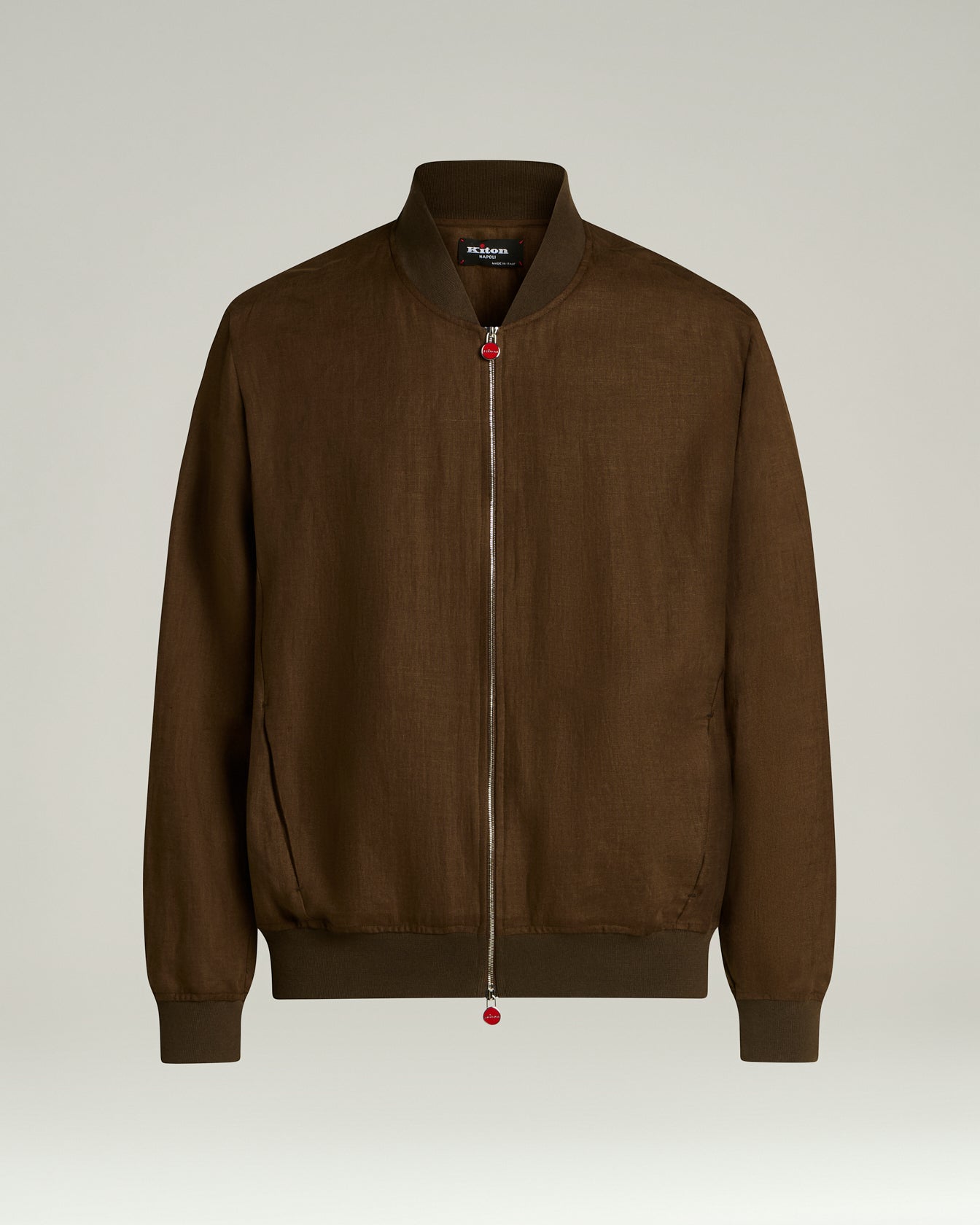 Kiton Jackets Pure Linen Jacke Braun Reiverschluss Gr.52
