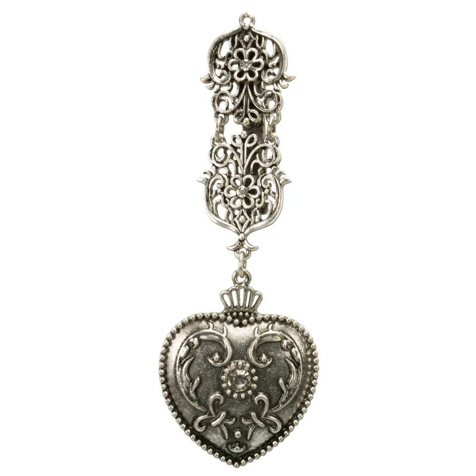 Alpenflüstern DAHEIM Schürzenstecker Herz altsilber 10cm