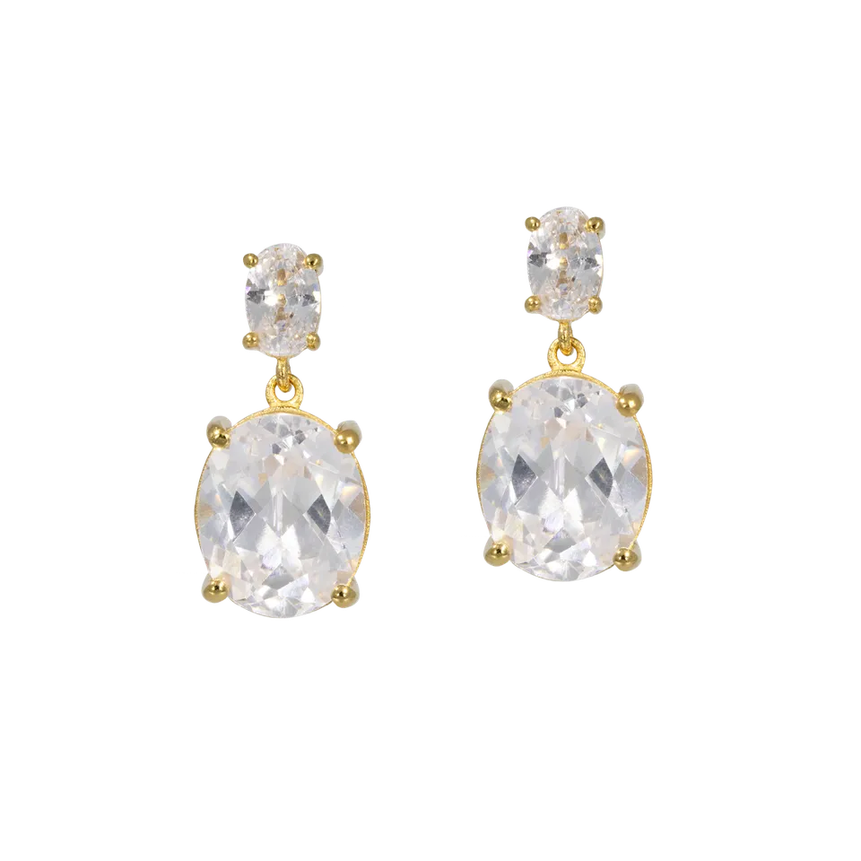 Juvelan Evelyn Kristall Ohrringe Silber Oval Zirkonia
