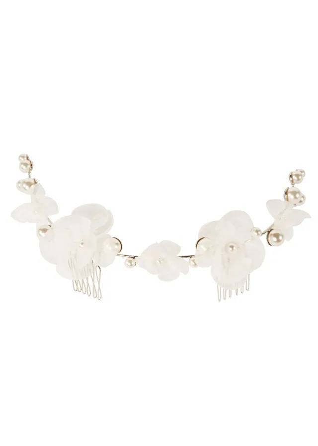 Elizabeth Bower Flutter Pearl Garland Haarkamm Ivory