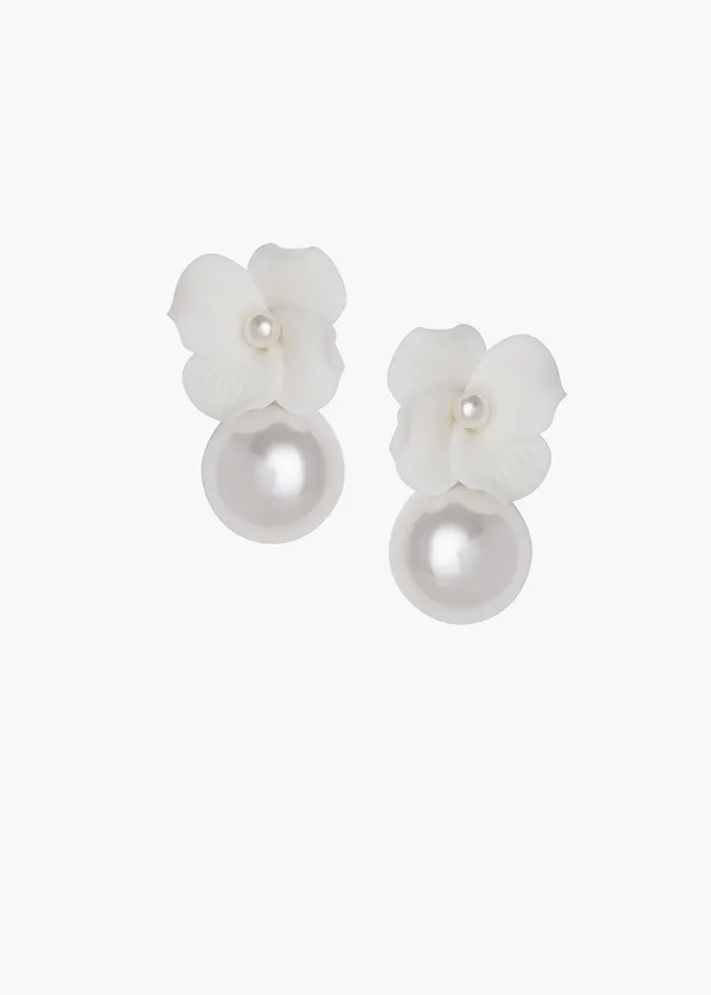 Elizabeth Bower Weiss Pearl Duet Ohrstecker Gold Perle